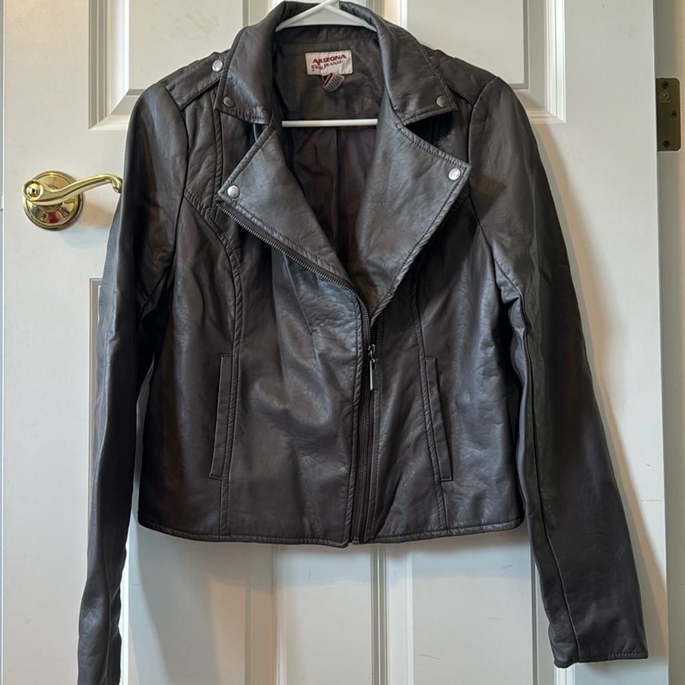 Dark gray “leather” coat